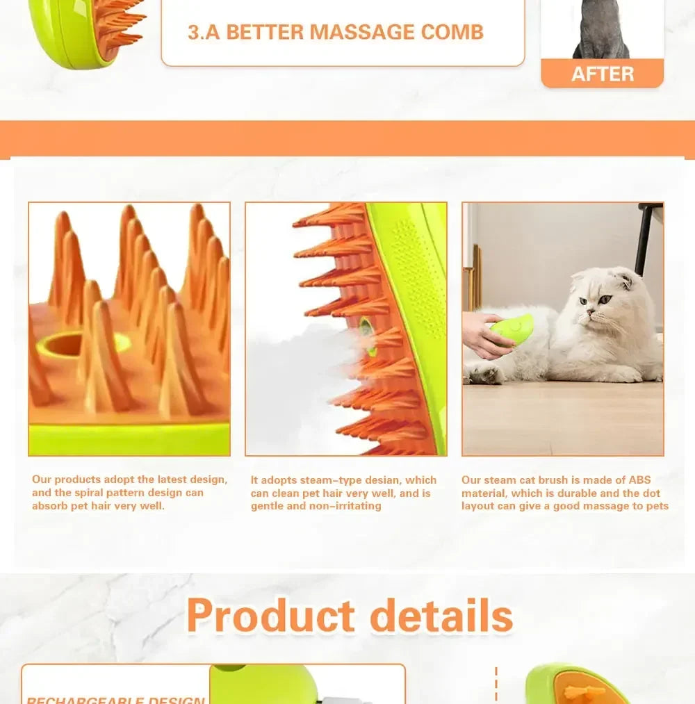ProSteam™ 3-in-1 Pet Grooming Brush